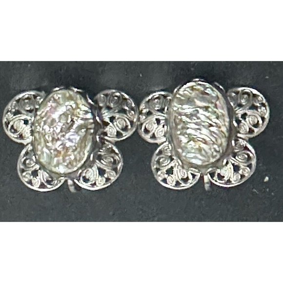 Unbranded Jewelry - VTG Abalone Butterfly Insect Screw-Back‎ Earrings